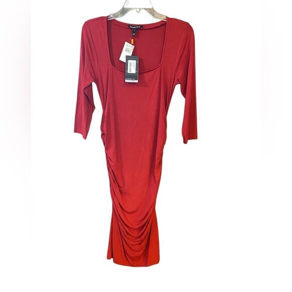 Isabella Oliver Sz 2 NWT Elegant Avery Red Ruching Stretch Maternity Maxi Dress - Picture 1 of 7